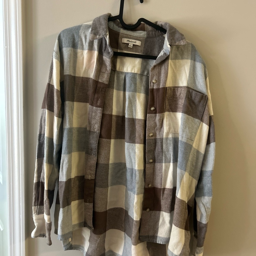 Madewell Checkered Shirt in Brown and Cream